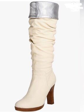 Charles David Elixir Cream and Silver Leather boots 5.5M